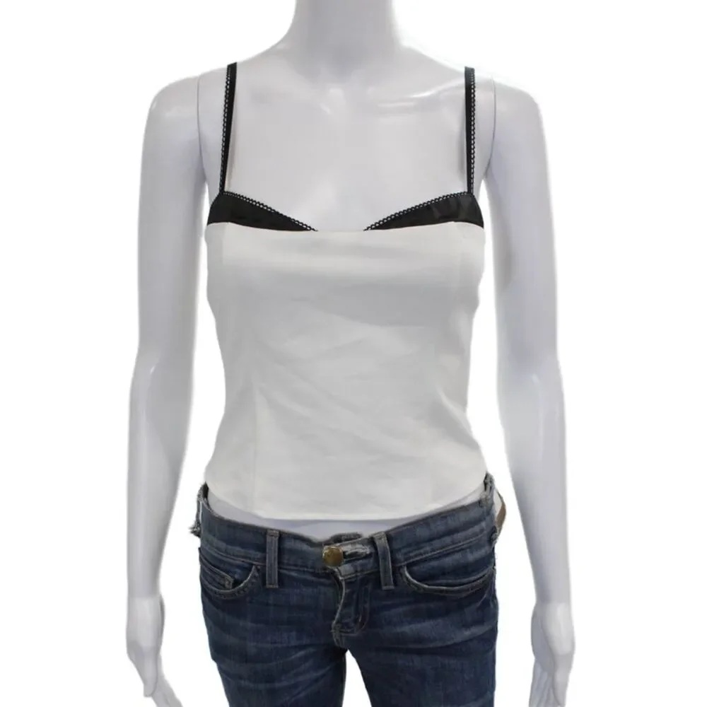 Reformation Womens Corset Top White Sweetheart Polyester Zip Sleeveless Size 2